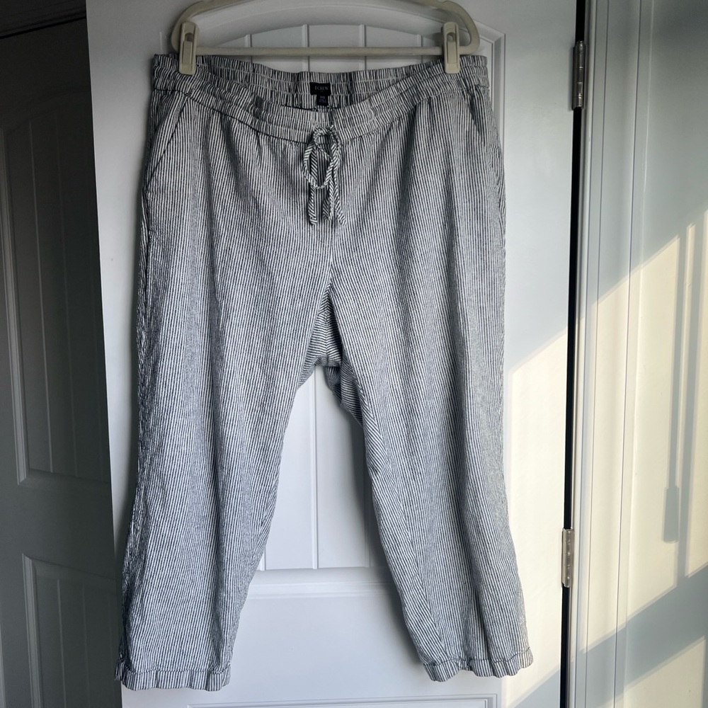 J. Crew Linen Striped Pants